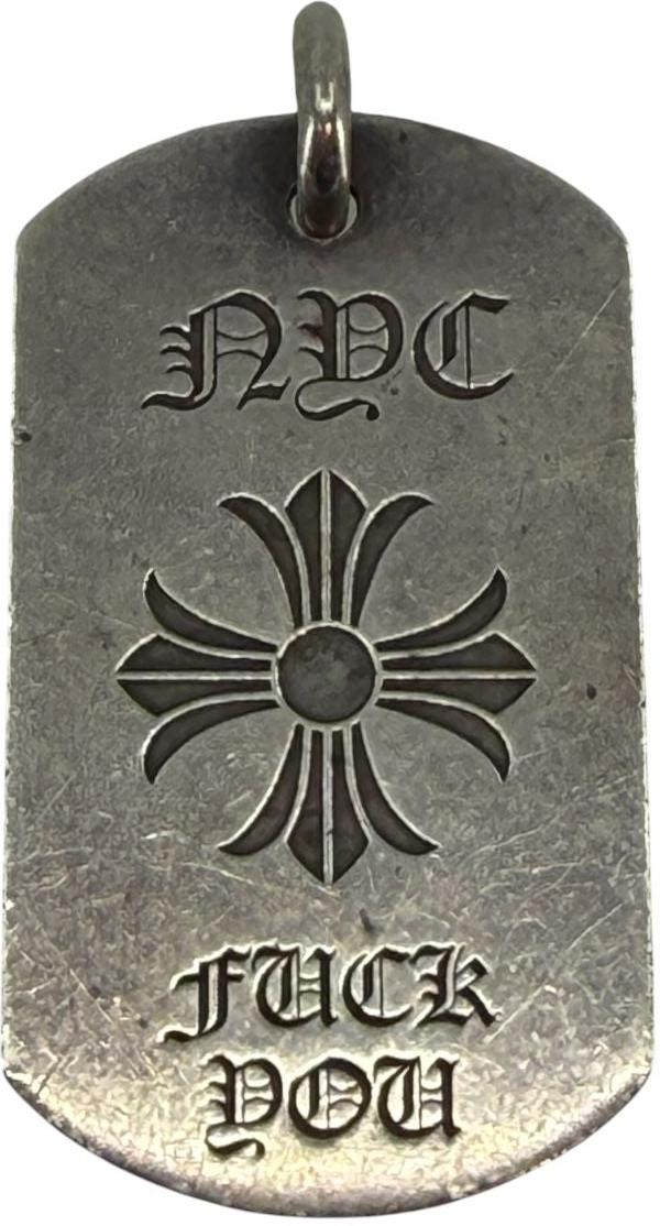 Chrome Hearts New York Exclusive Silver Cross Logo Dog Tag - Used