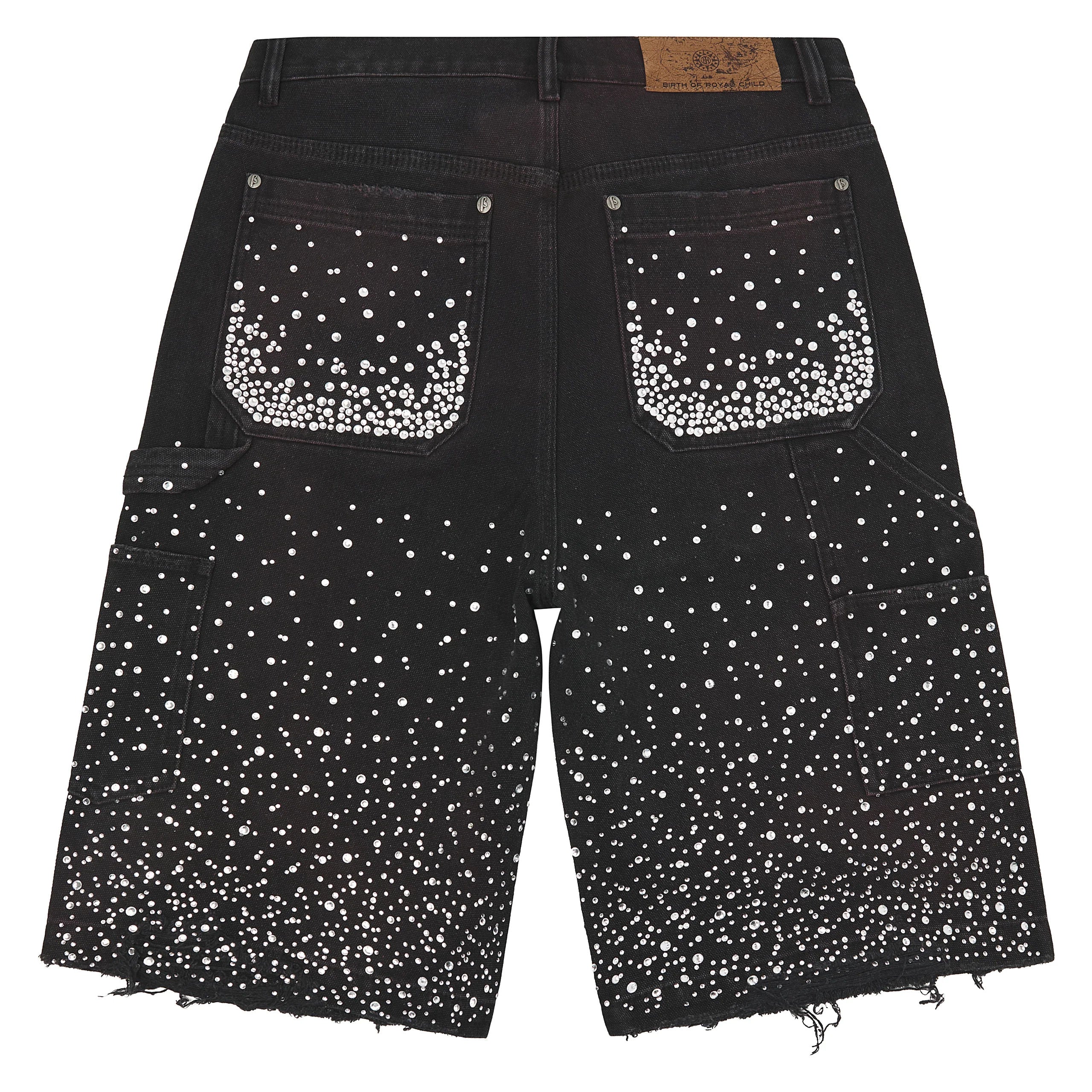 Birth Of Royal Child Diamond Jean Shorts Black
