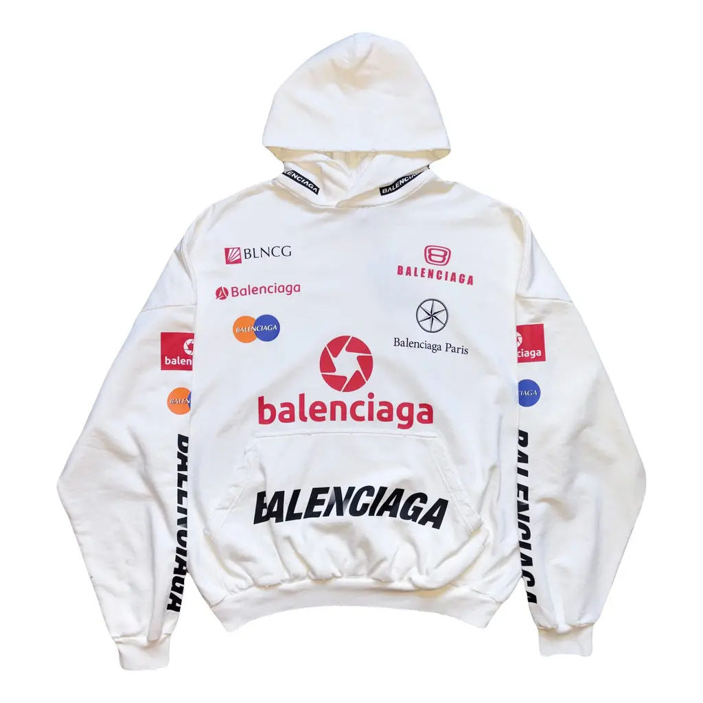Balenciaga Top League Racer Hoodie White