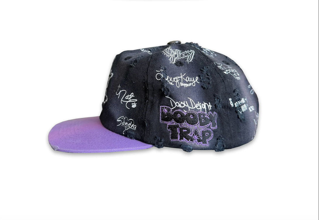 Triple Sevens x Booby Trap Logo Snapback Hat Black