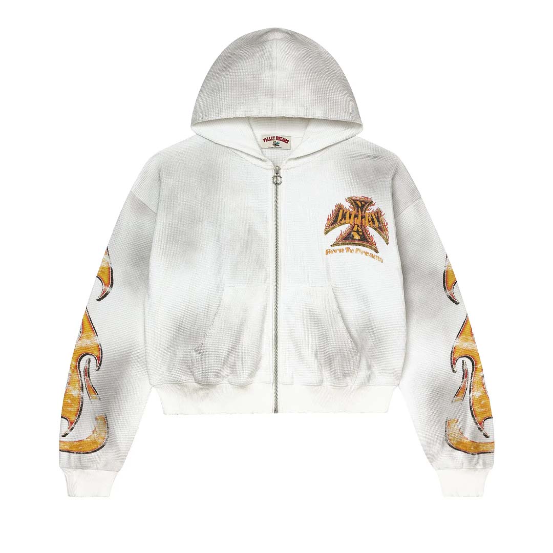 Vale Forever Reborn Waffle Zip Up Hoodie White