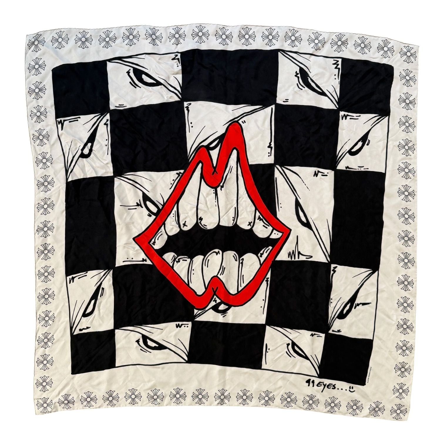 Chrome Hearts Matty Boy Chomper Silk Scarf White/Black - Like New