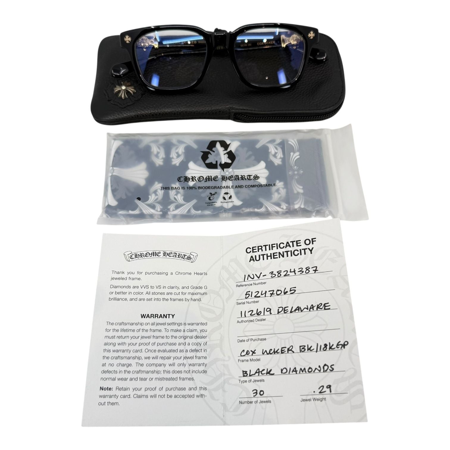 Chrome Hearts Cox Ucker Black Diamond Black/18k Gold Plated Glasses