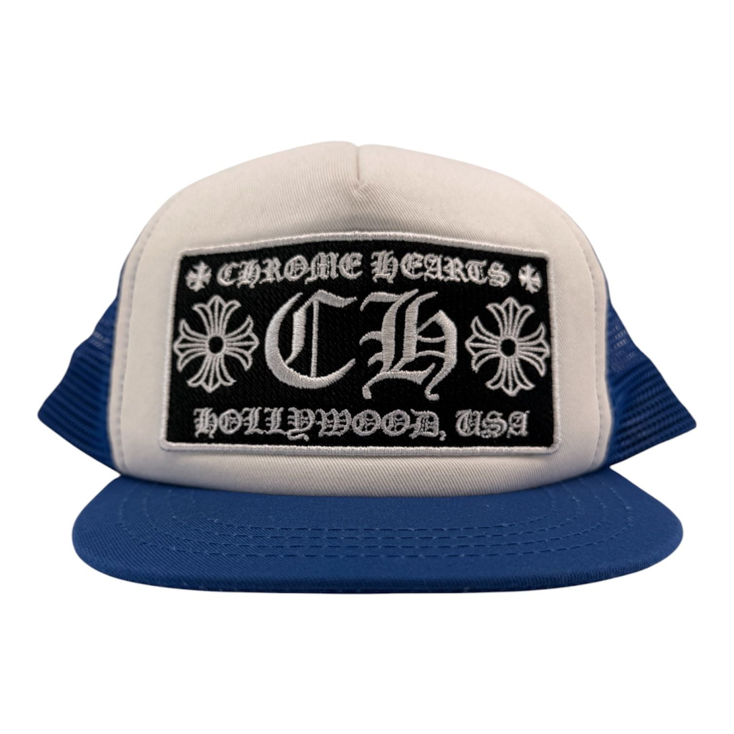 Chrome Hearts CH Hollywood Trucker Hat Blue White - Like New