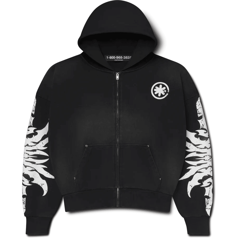 LostShdws Complex Con Exclusive Acid Wash Zip Up Hoodie Black