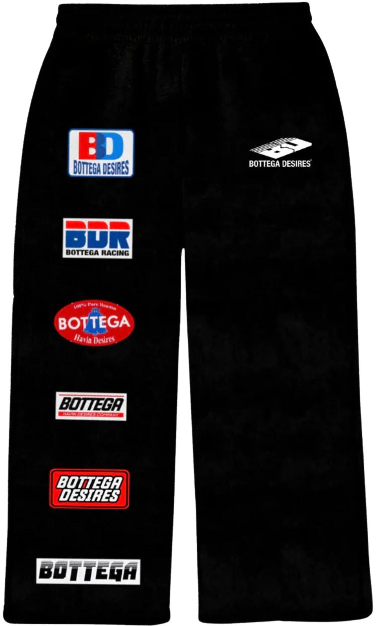 Bottega Desires Patches Sweatpants Black