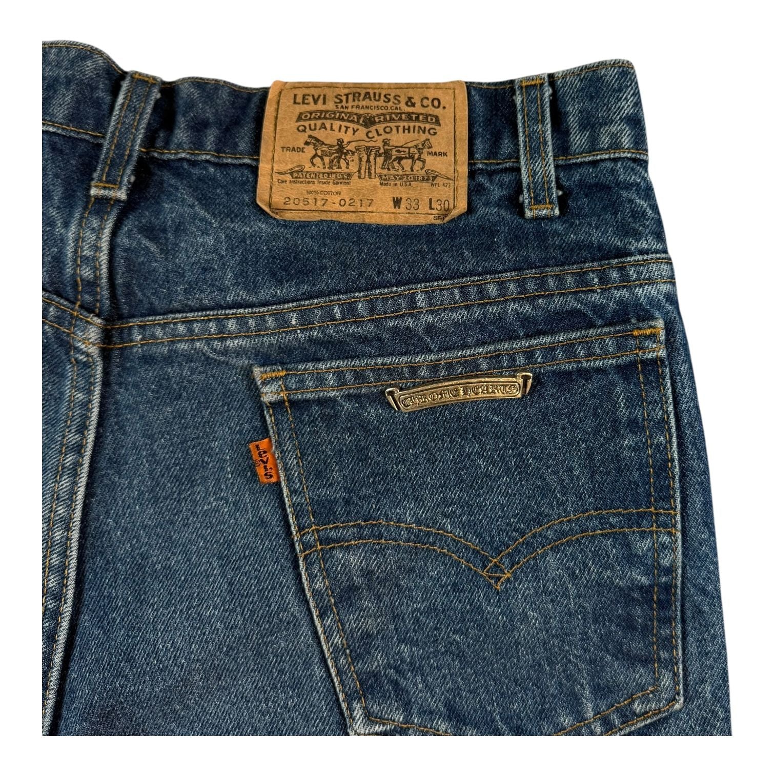 Chrome Hearts Black Cross Patch Blue Levi’s Orange Label Jeans