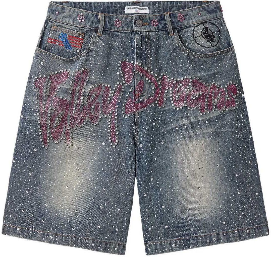 Vale Forever Iced Out Jean Shorts Blue