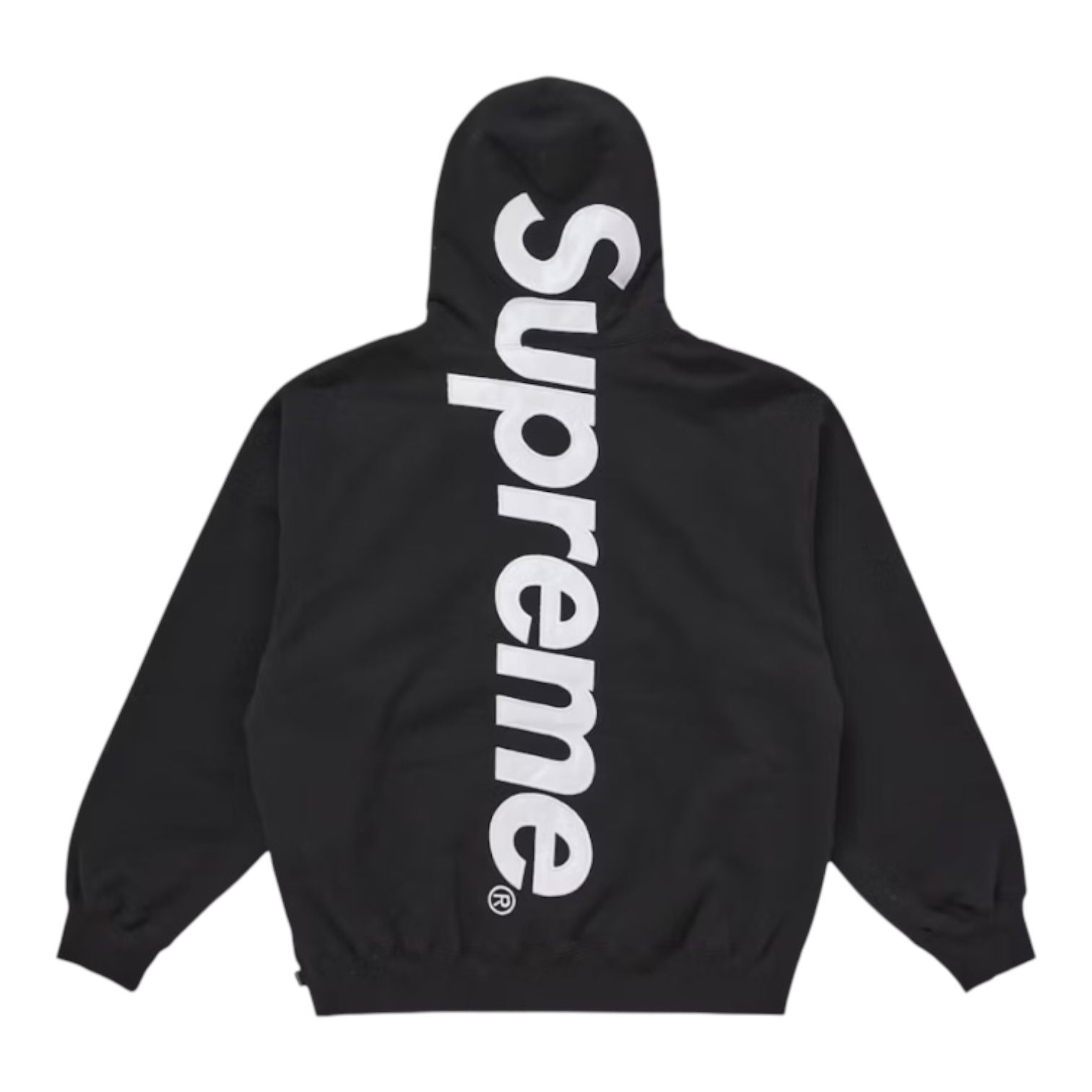 Supreme Satin Appliqué Hooded Sweatshirt (FW25) Black