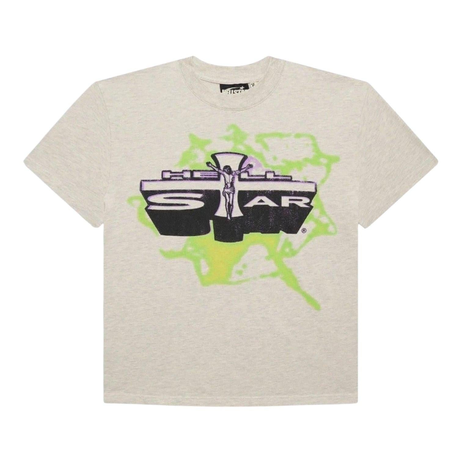 Hellstar Jesus Emblem T-Shirt Grey Green Purple