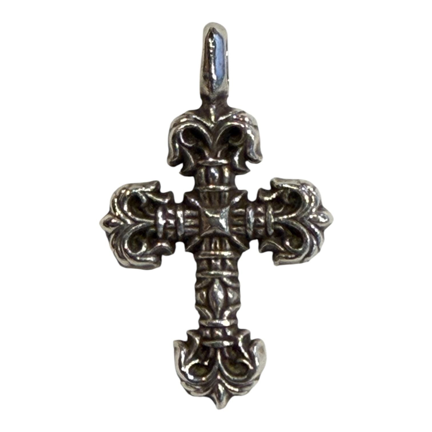 Chrome Hearts Small Silver Filigree Cross Charm Pendant