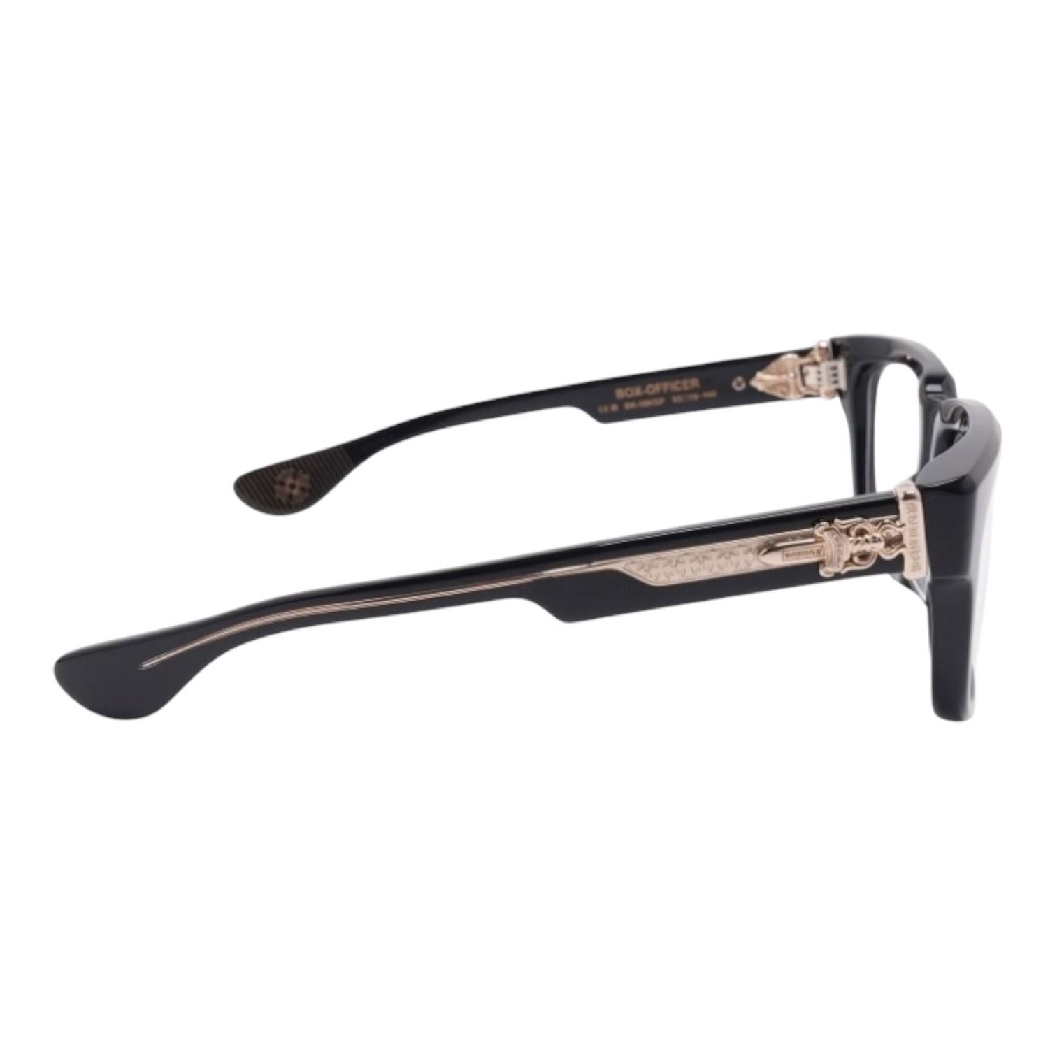 Chrome Hearts Box Officer Black/18k Gold Plated Glasses