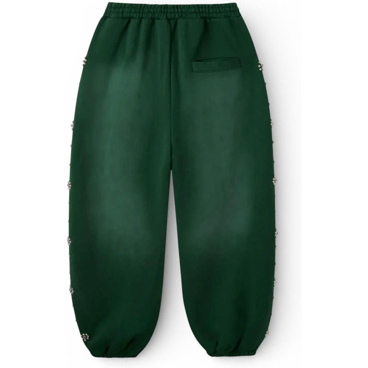 Happy Memories Don't Die HMDD Green Flower Studded Scrunch Sweatpants