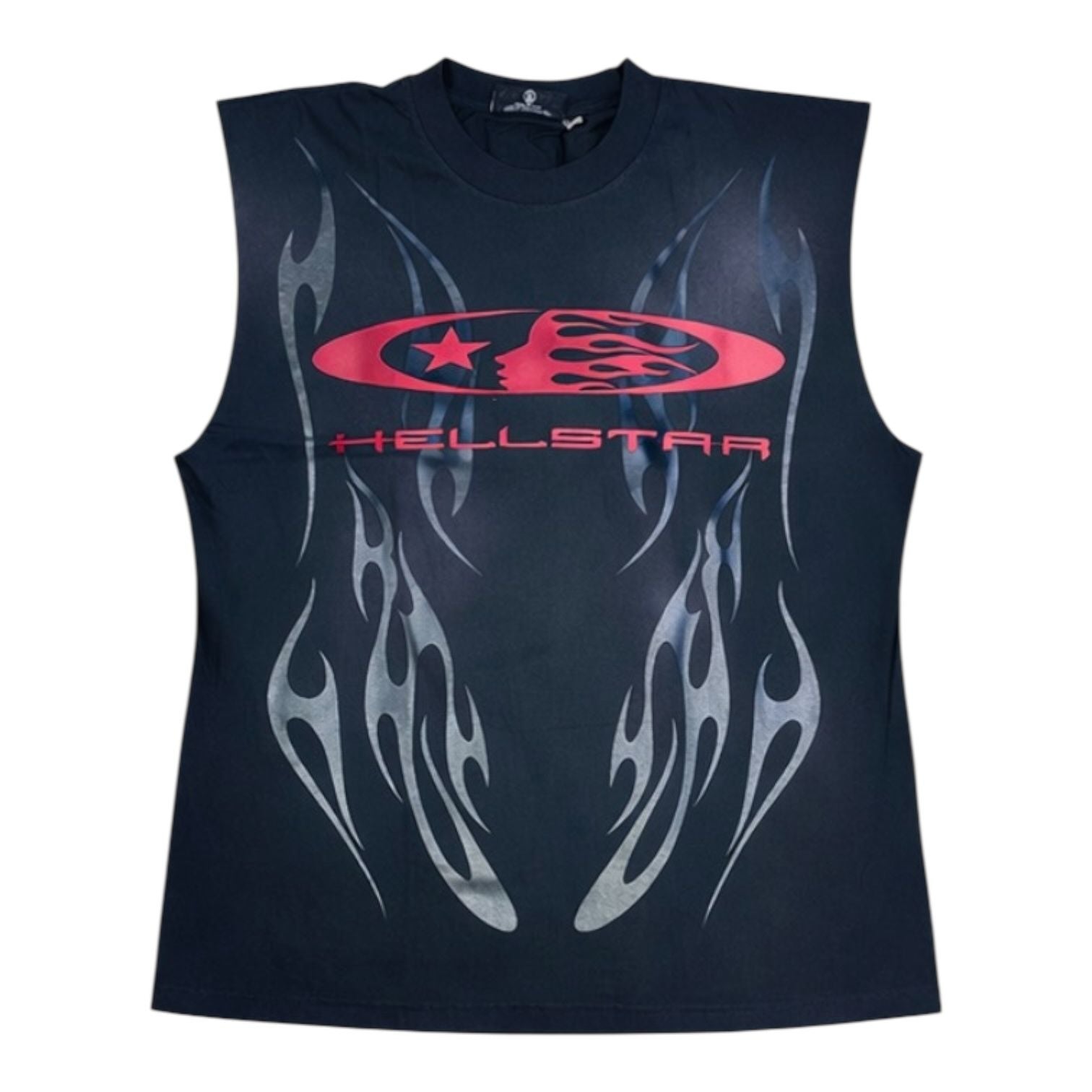 Hellstar Flame Cutoff T-Shirt Grey