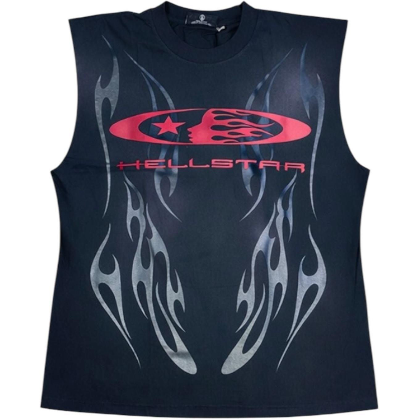 Hellstar Flame Cutoff T-Shirt Grey