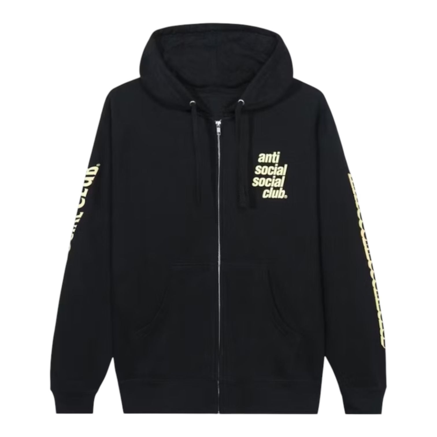 Anti Social Social Club Split Zip Hoodie Black