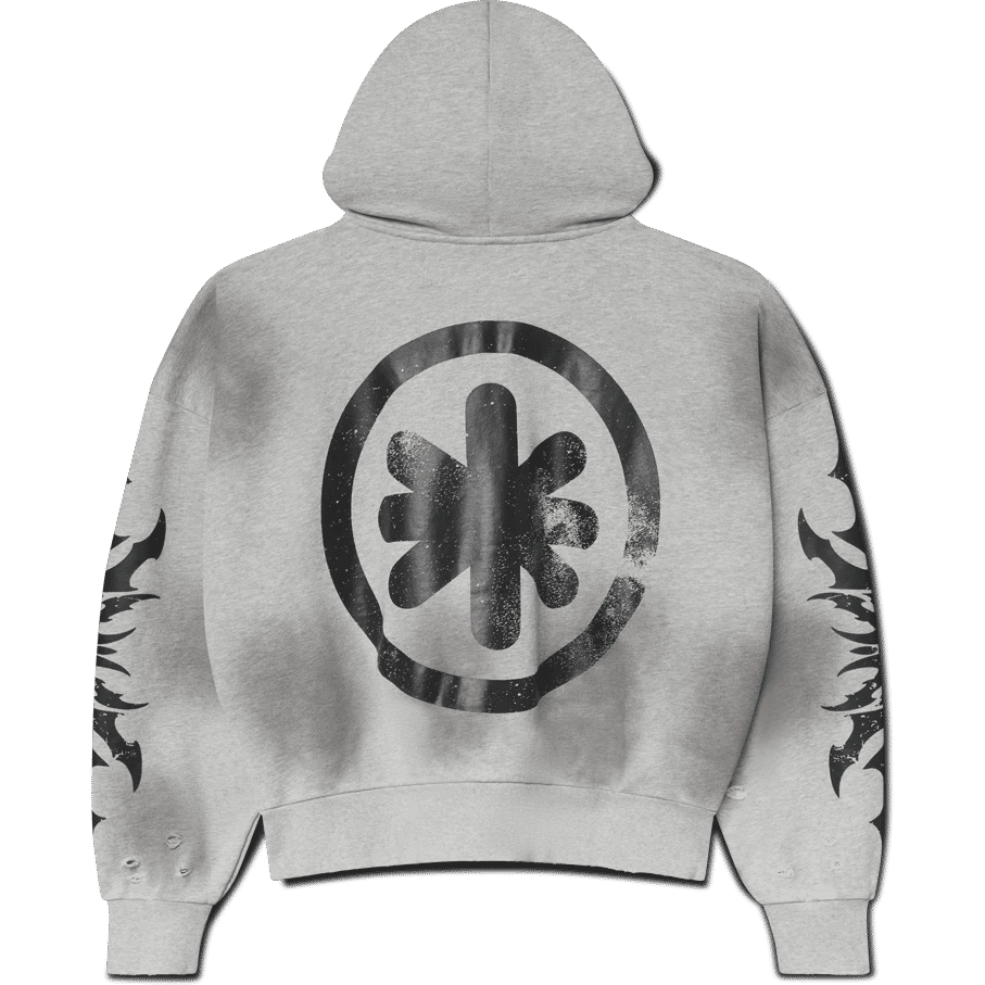 LostShdws Complex Con Exclusive Acid Wash Zip Up Hoodie Grey