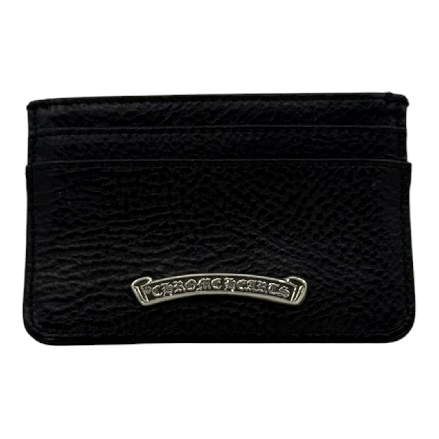 Chrome Hearts Leather Scroll Card Holder Black