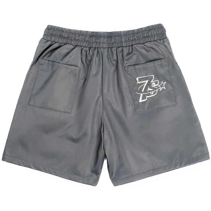 Triple Sevens Nylon Button Up Shorts Grey
