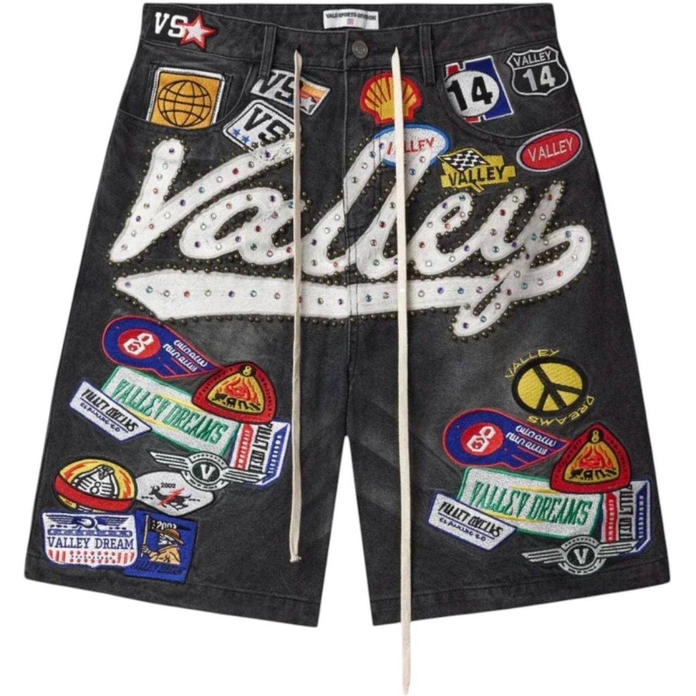 Vale Forever Skittles Patch 1980s Jean Shorts Black
