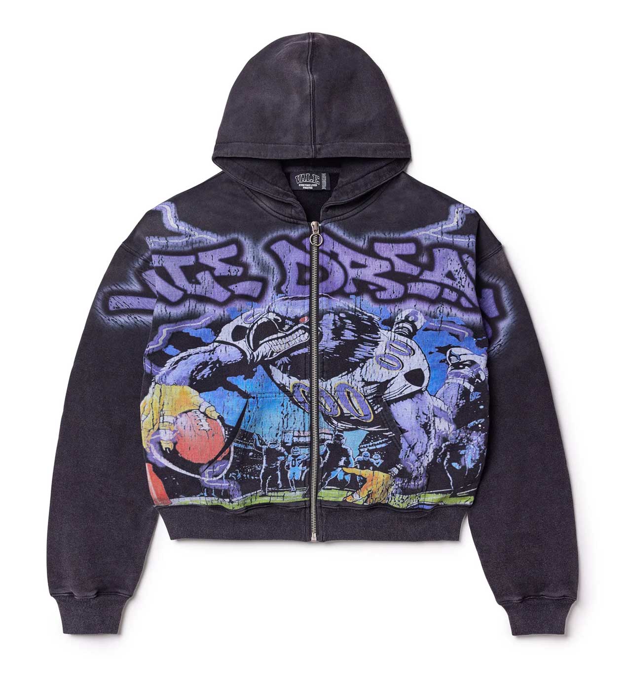 Vale Forever Raven Zip Up Hoodie Black