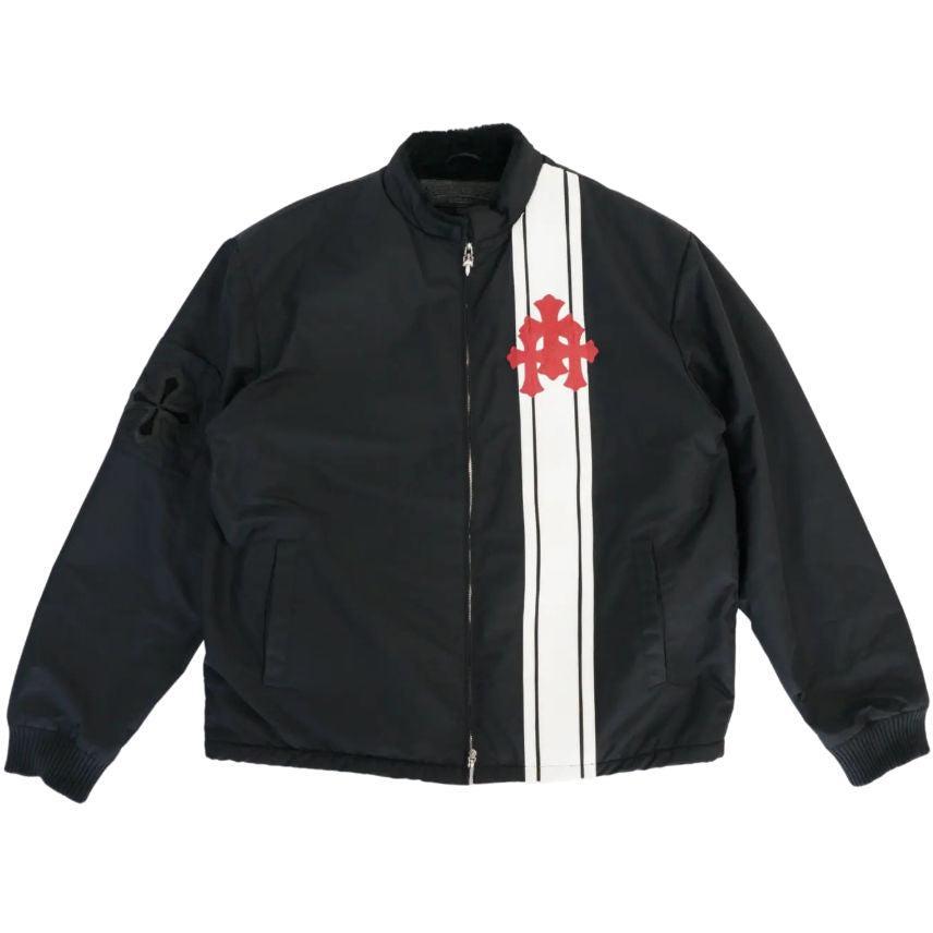 Chrome Hearts Faux Fur Lined Cobra Cross Patch Racing Jacket