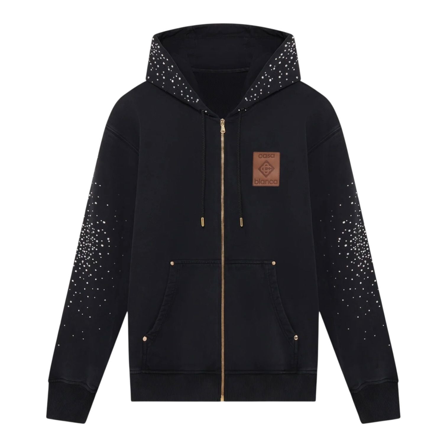 Casablanca La Prémonition Crystal Embellished Zip Hooded Sweatshirt
