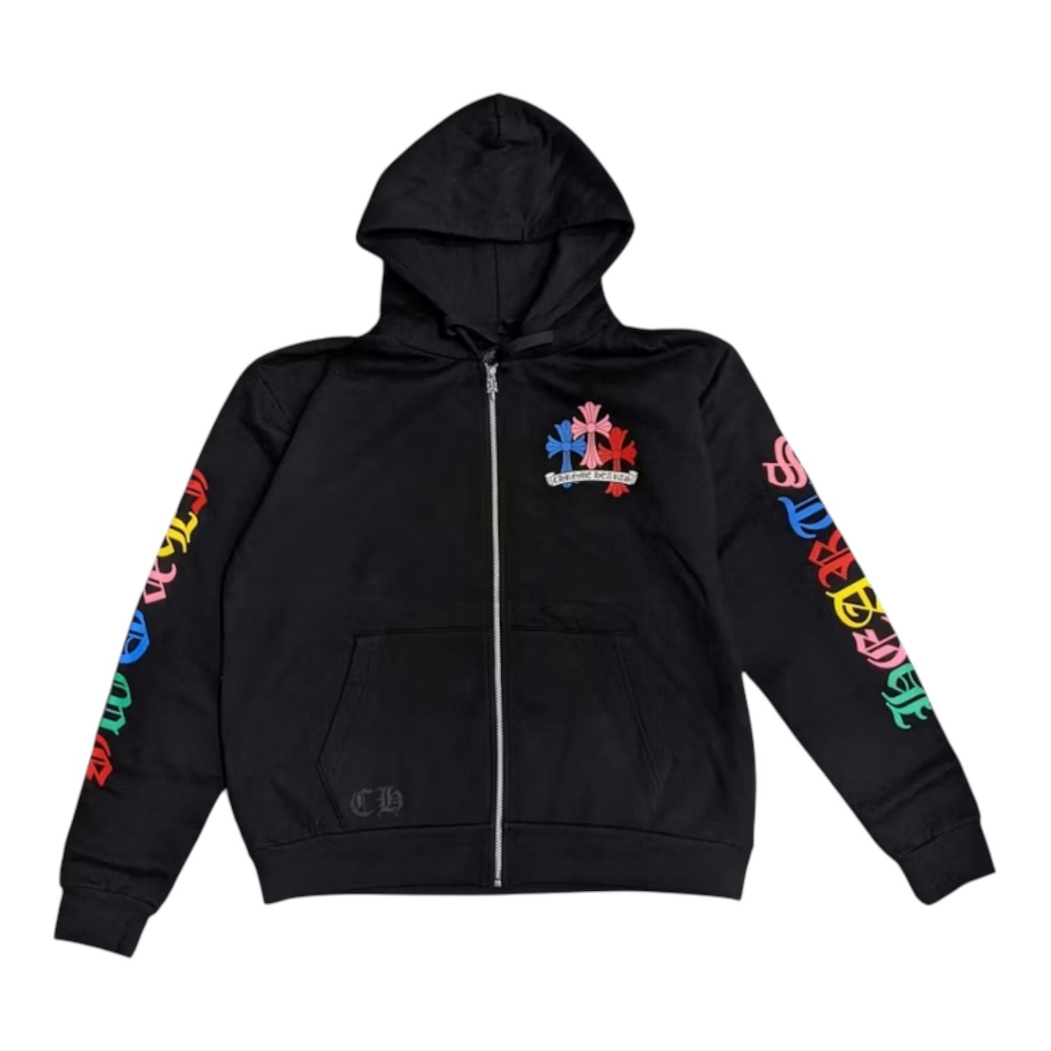 Chrome Hearts Multi Color Cross Cemetery Zip Up Hoodie Black