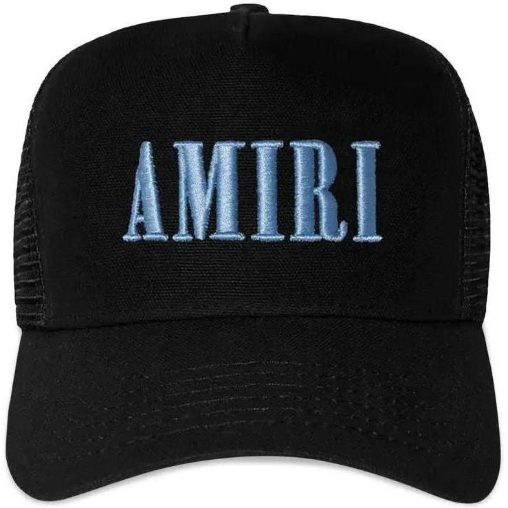 Amiri Core Logo Trucker Hat Black/Dusty Blue