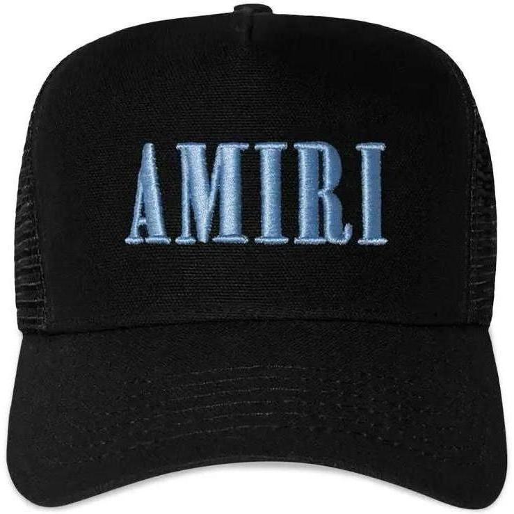 Amiri Core Logo Trucker Hat Black/Dusty Blue
