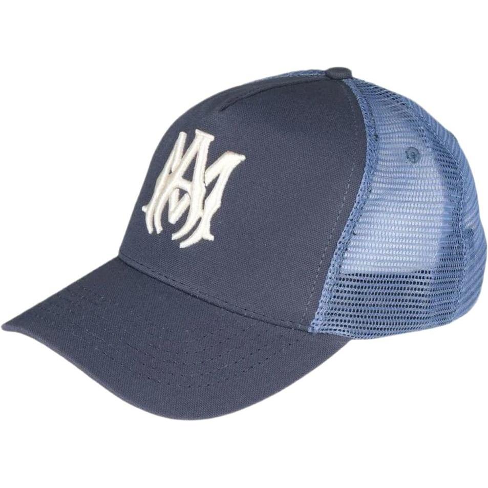 Amiri MA Logo Trucker Hat Navy Blue