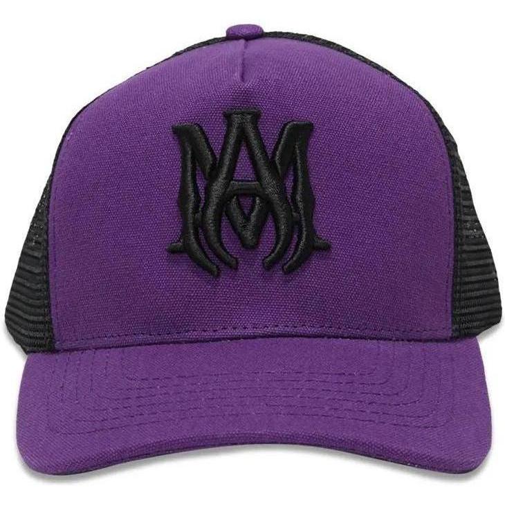 Amiri MA Logo Trucker Hat Purple Black