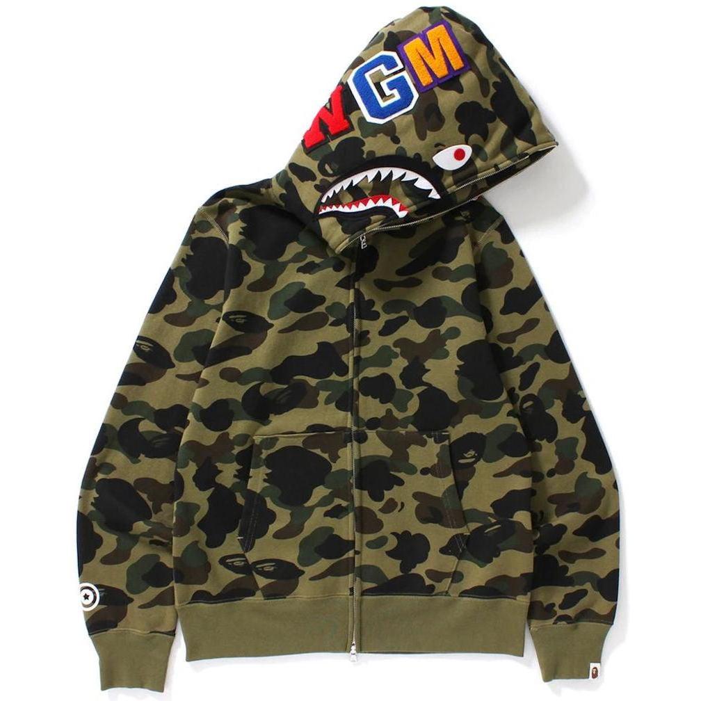 BAPE 1st Camo Shark Full Zip Hoodie Green