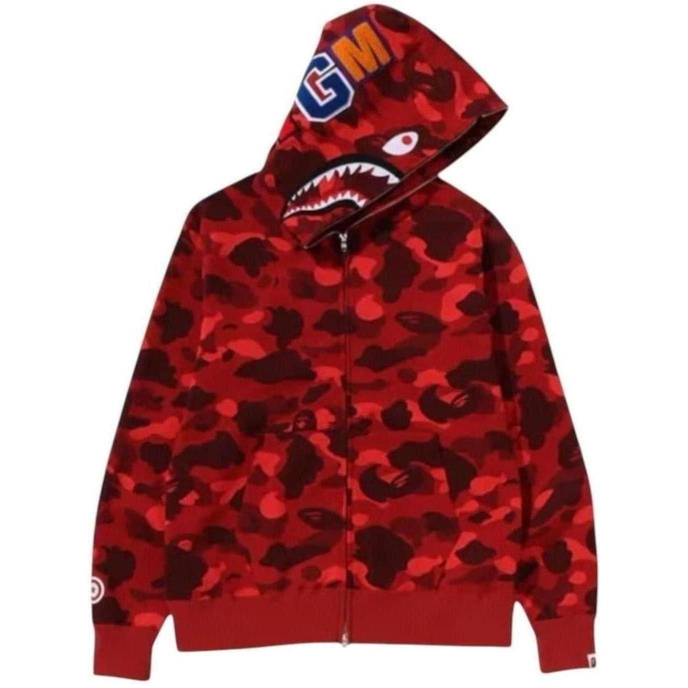 BAPE Color Camo Shark Full Zip Hoodie (FW24) Red