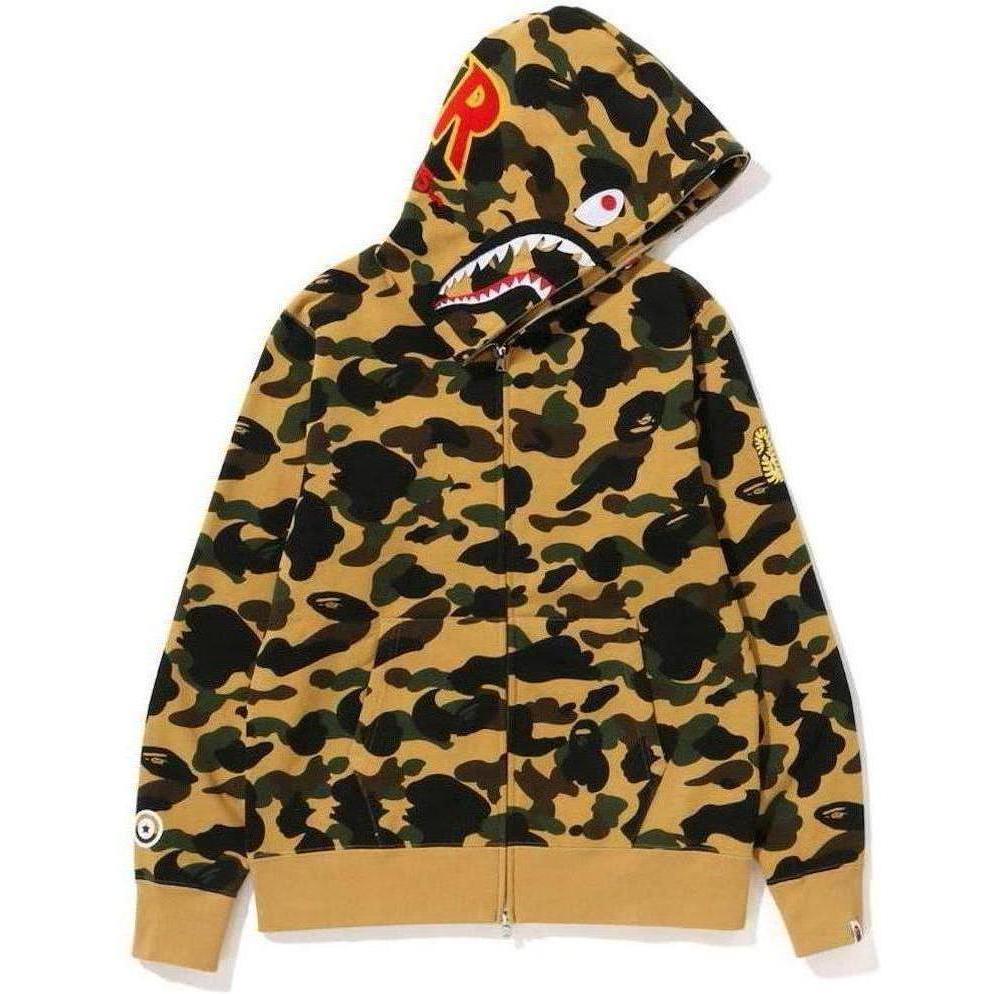 BAPE PONR 1St Camo Shark Full Zip Hoodie Yellow