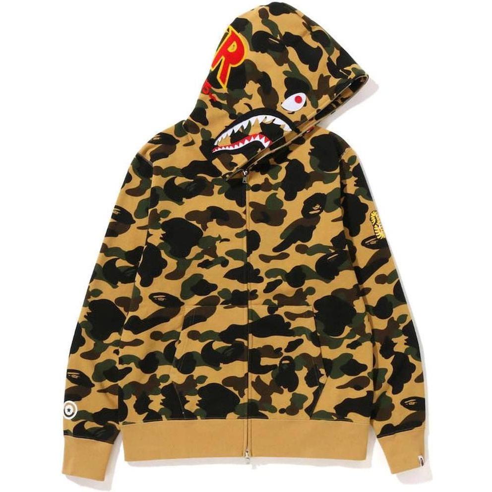 BAPE PONR 1St Camo Shark Full Zip Hoodie Yellow