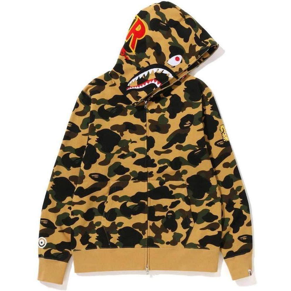 BAPE PONR 1St Camo Shark Full Zip Hoodie Yellow
