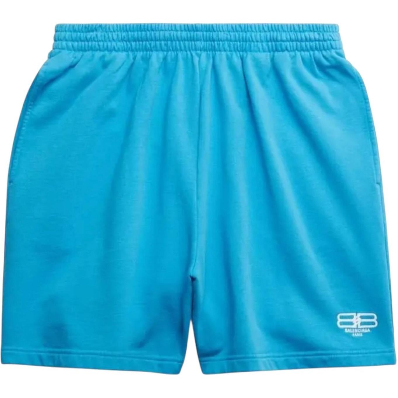 Balenciaga BB Paris Logo Sweat Shorts Blue