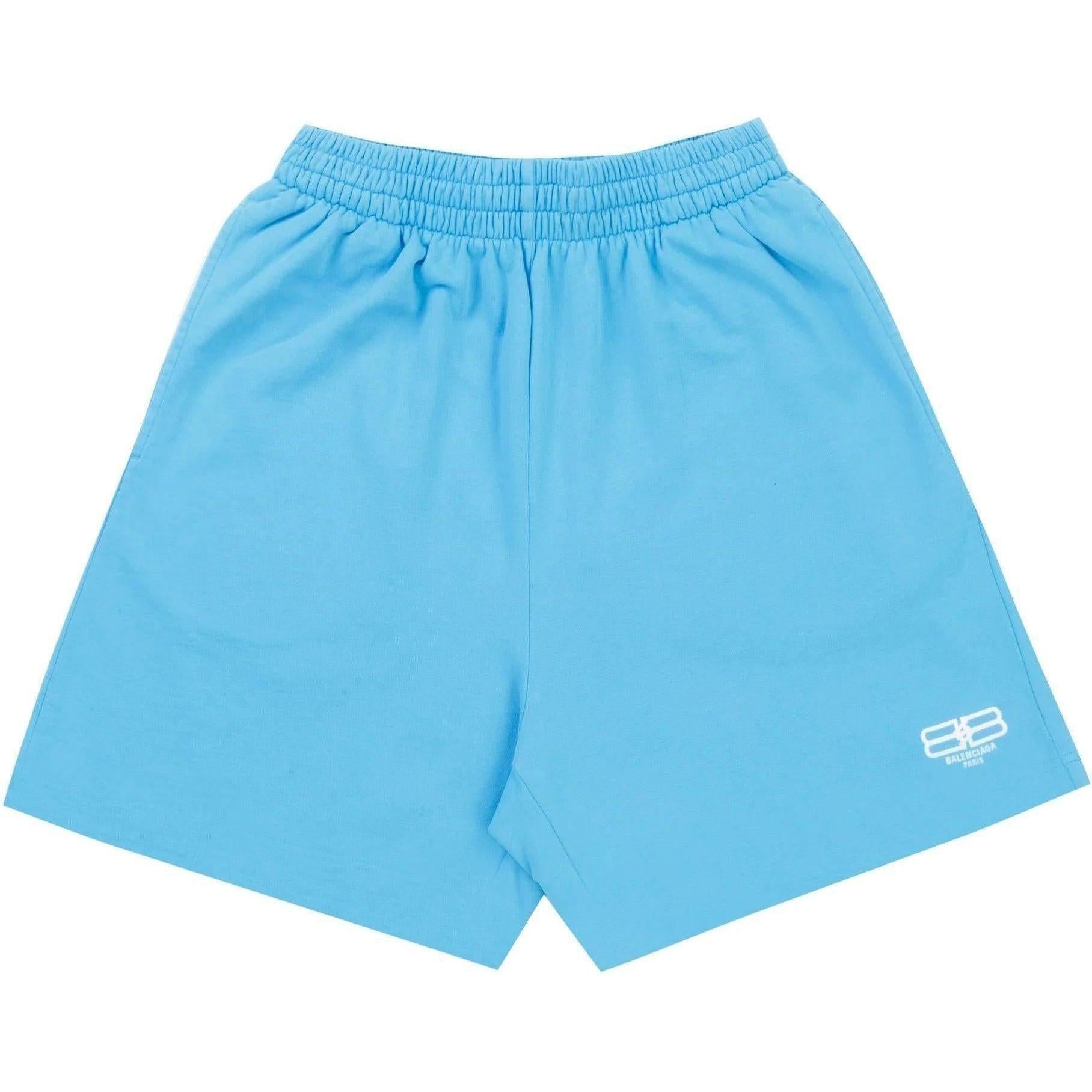 Balenciaga BB Paris Logo Sweat Shorts Blue