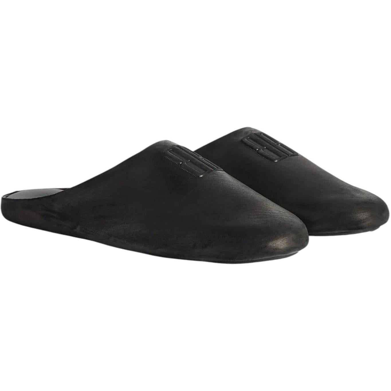 Balenciaga Chateau BB Logo Flat Mules Black