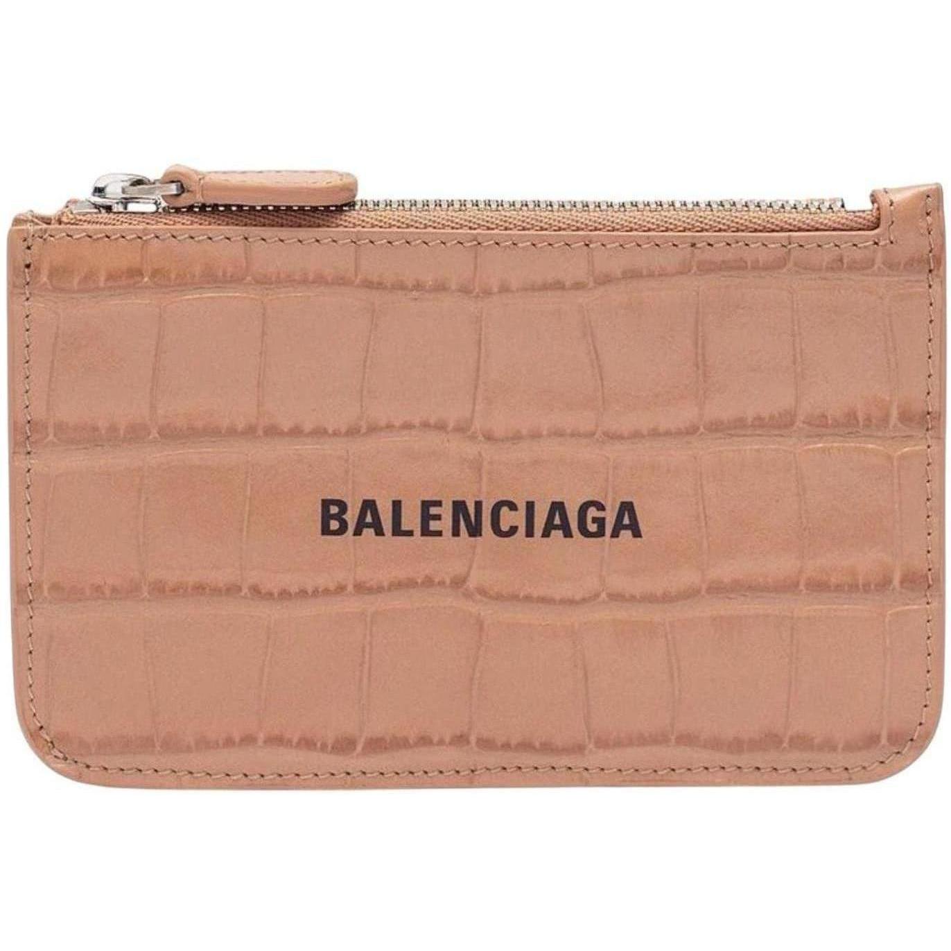 Balenciaga Crocodile Coin And Card Holder Nude