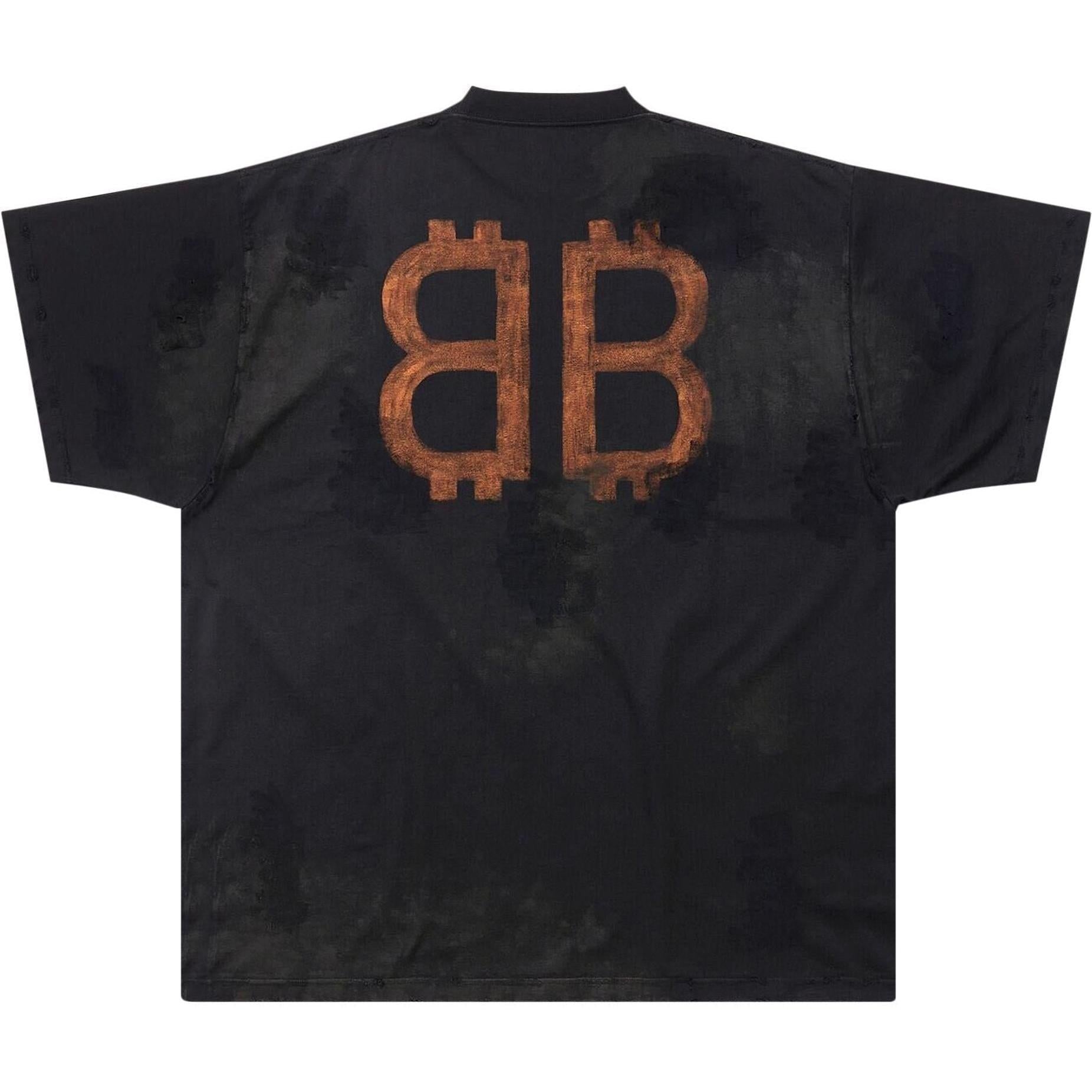 Balenciaga Crypto T-Shirt in washed black cotton jersey