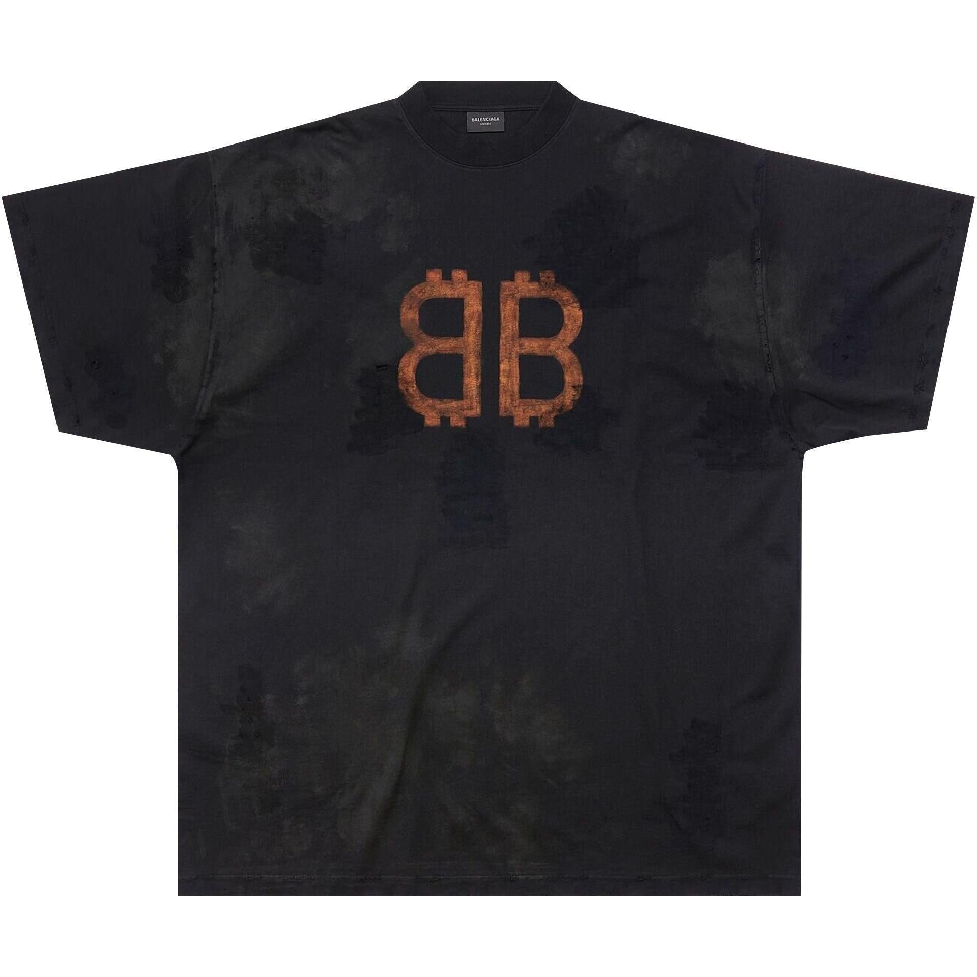 Balenciaga Crypto T-Shirt in washed black cotton jersey