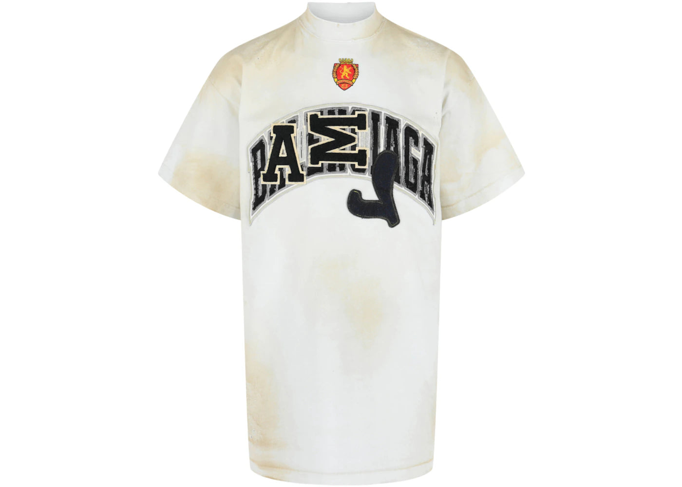 Balenciaga Oversized Embroidered Skater T shirt Dirty White