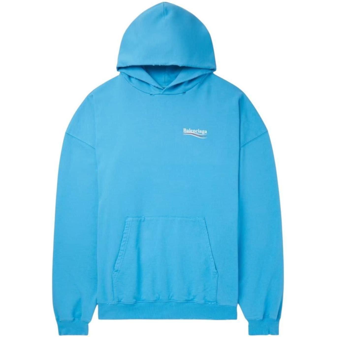 Balenciaga Political Campaign Medium Fit Hoodie Blue