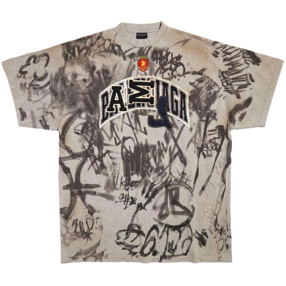 Balenciaga Skater Grafitti T-Shirt Grey