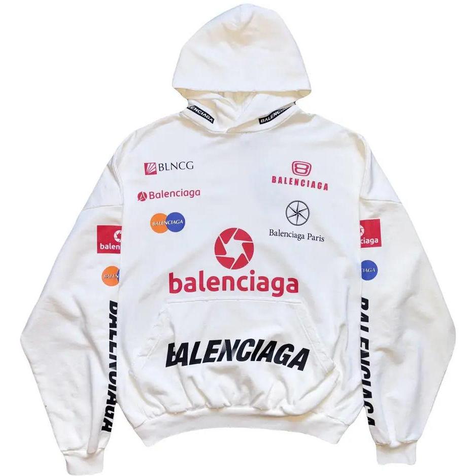 Balenciaga Top League Racer Hoodie White