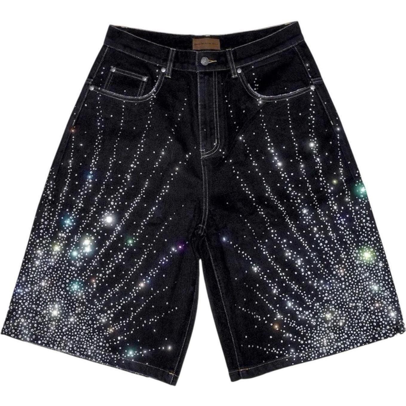 Birth of Royal Child 20K Diamond Starlight Denim Shorts Black