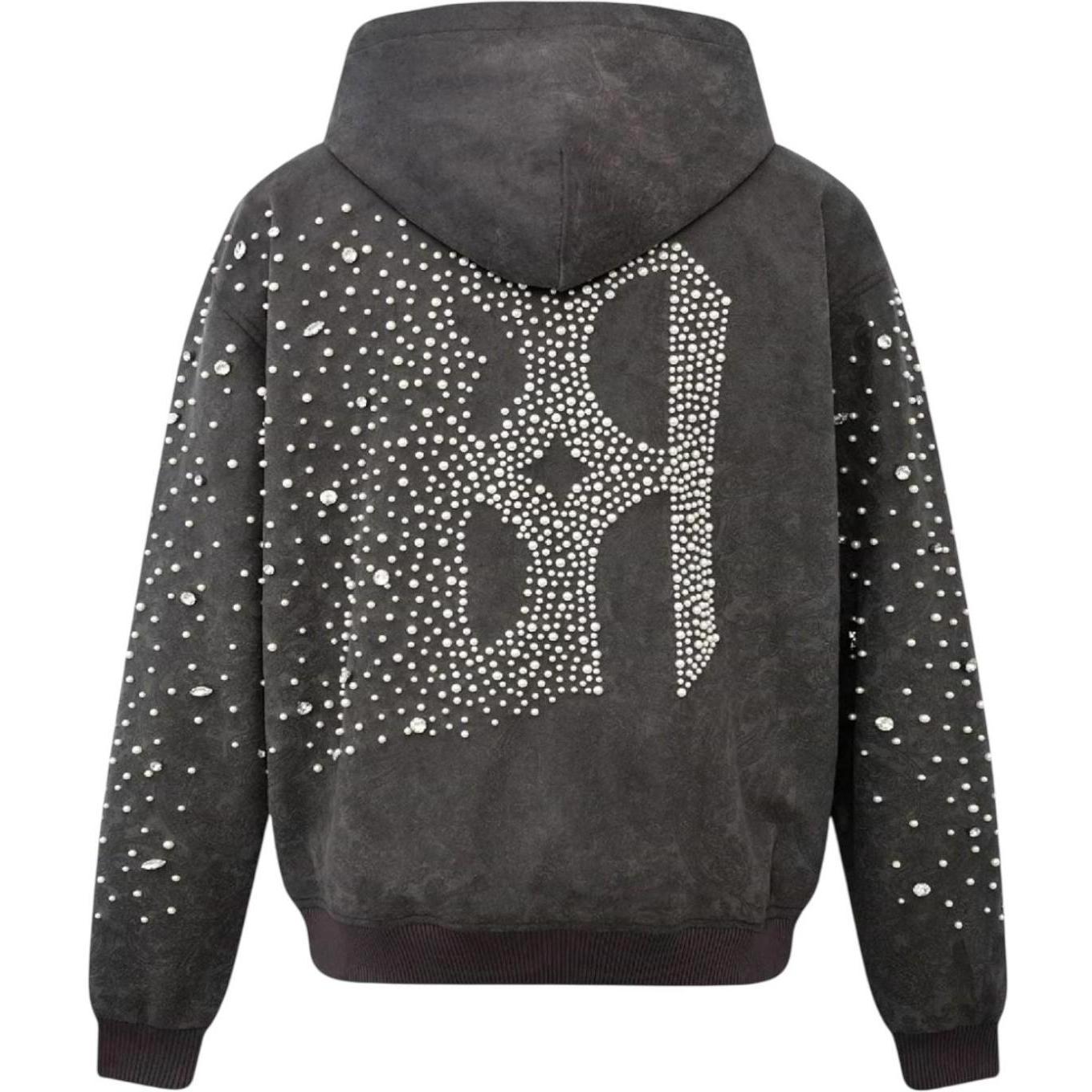 Birth of Royal Child Cashew Blossom Pearl Zipper Hoodie Dark Grey