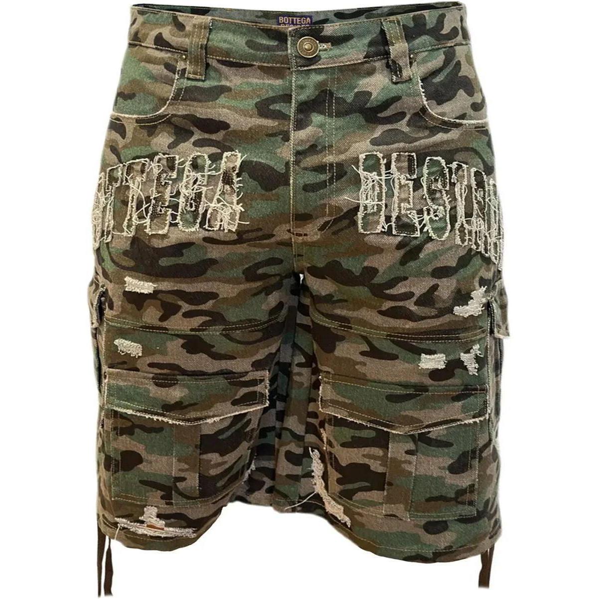 Bottega Desires Camo Cargo Shorts